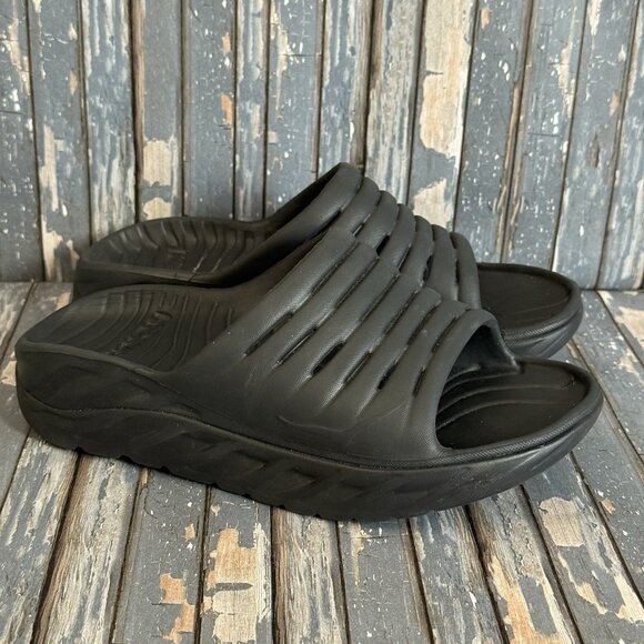 Hoka One One Recovery Slide Shoes Womens Size 7 Black Athletic Comfort Sandals - Picture 1 of 9